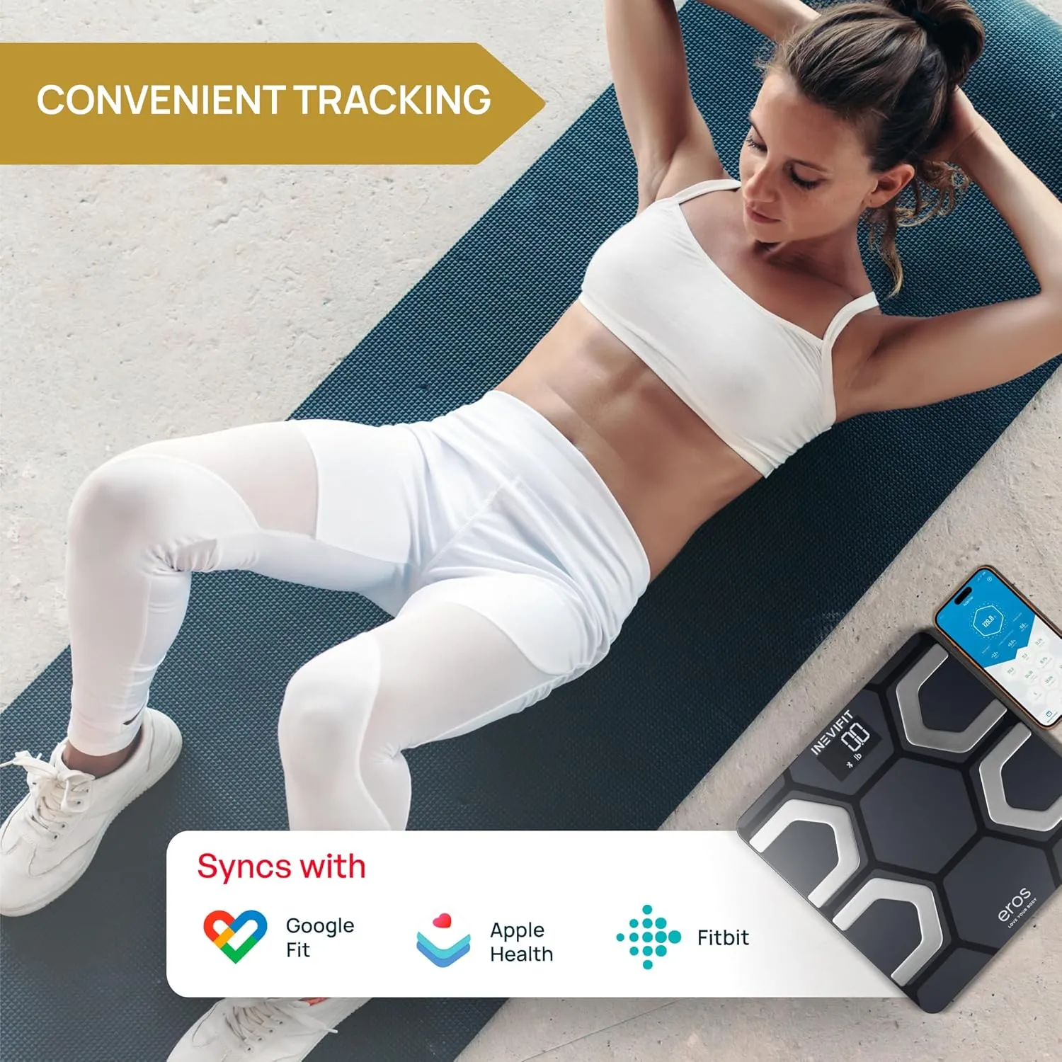 INEVIFIT scale convenient tracking with Google Fit Apple Health and Fitbit syncing